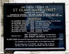 Samuel Pepys, EC3 - St Olave Hart Street